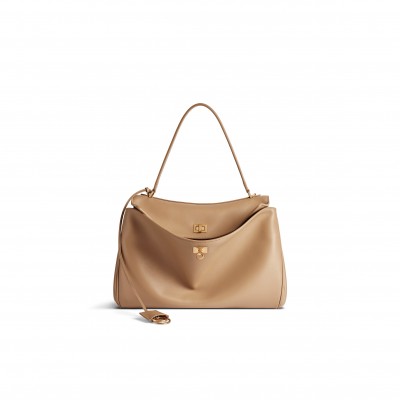 BALENCIAGA WOMEN'S RODEO MEDIUM HANDBAG IN LATTE 7897722AA4V2621 (35*23*11cm)
